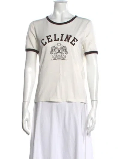 Pre-owned Celine Graphic Print Crew Neck T-shirt In Neutrals