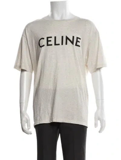 Pre-owned Celine Graphic Print Crew Neck T-shirt In Neutrals