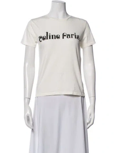 Pre-owned Celine Graphic Print Crew Neck T-shirt In Neutrals