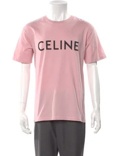 Pre-owned Celine Graphic Print Crew Neck T-shirt In Pink