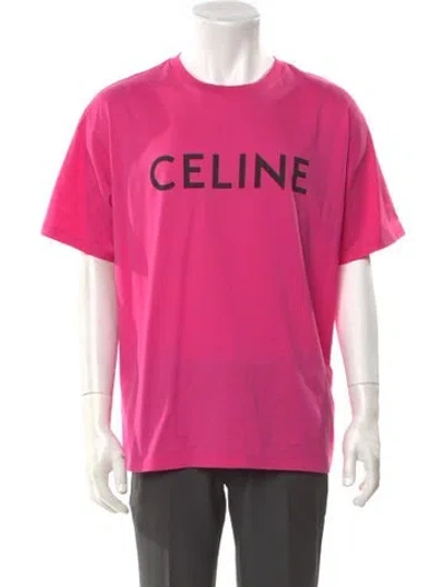 Pre-owned Celine Graphic Print Crew Neck T-shirt In Pink