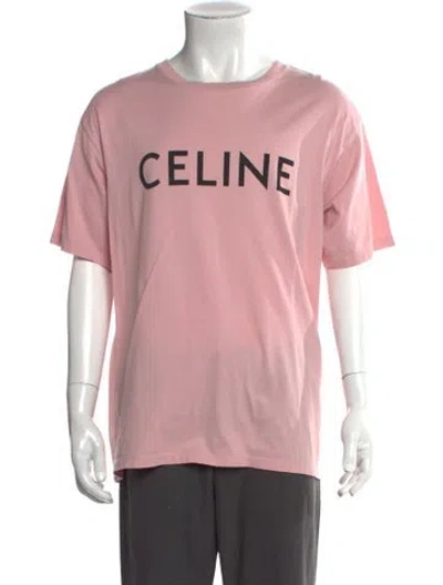 Pre-owned Celine Graphic Print Crew Neck T-shirt In Pink