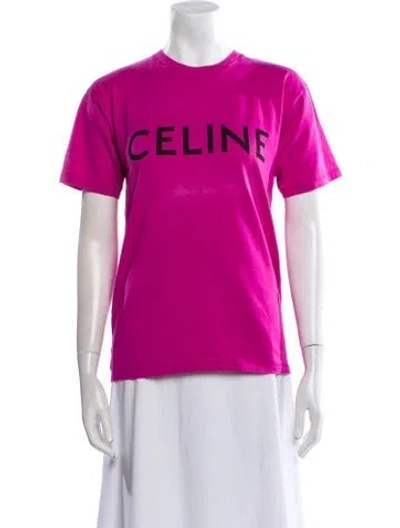 Pre-owned Celine Graphic Print Crew Neck T-shirt In Pink
