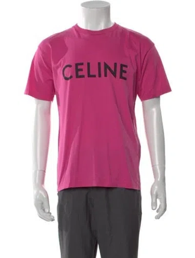 Pre-owned Celine Graphic Print Crew Neck T-shirt In Pink
