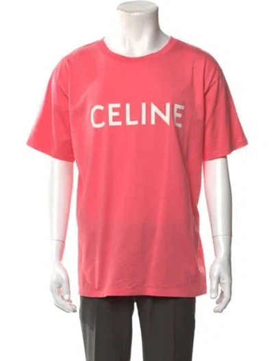 Pre-owned Celine Graphic Print Crew Neck T-shirt In Pink