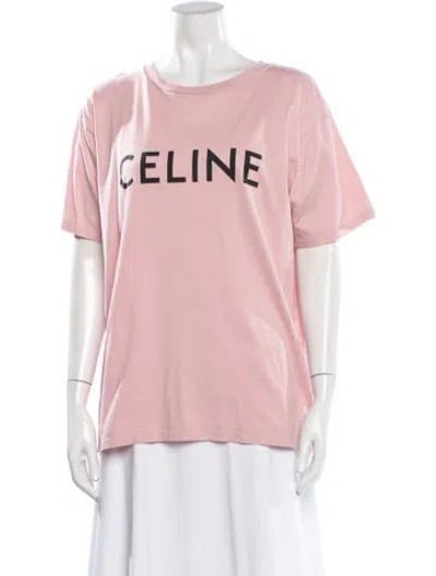 Pre-owned Celine Graphic Print Crew Neck T-shirt In Pink