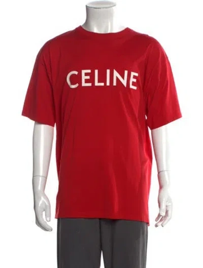 Pre-owned Celine Graphic Print Crew Neck T-shirt In Red
