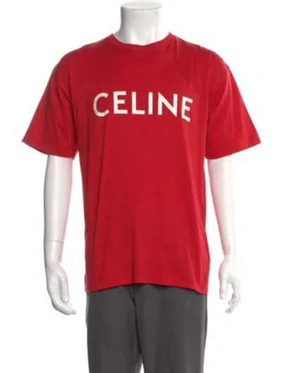 Pre-owned Celine Graphic Print Crew Neck T-shirt In Red