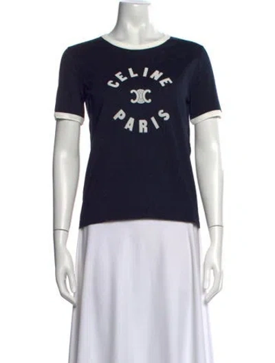 Pre-owned Celine Graphic Print Crew Neck T-shirt W/ Tags In Blue