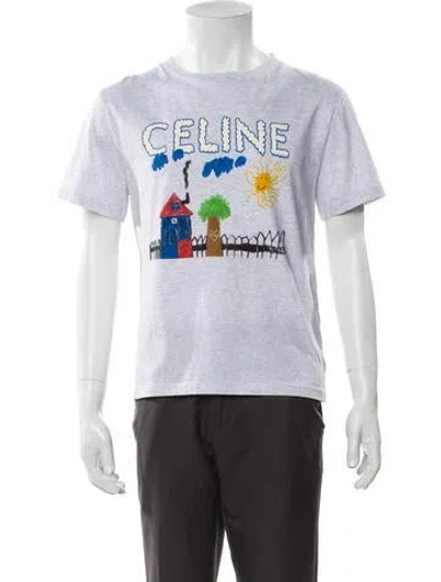 Pre-owned Celine Graphic Print Crew Neck T-shirt W/ Tags In Gray