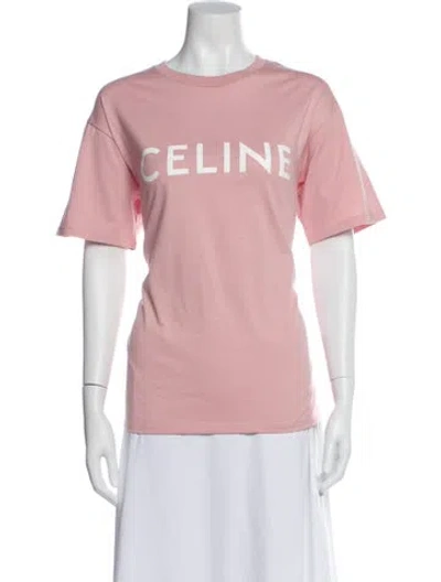 Pre-owned Celine Graphic Print Crew Neck T-shirt W/ Tags In Pink