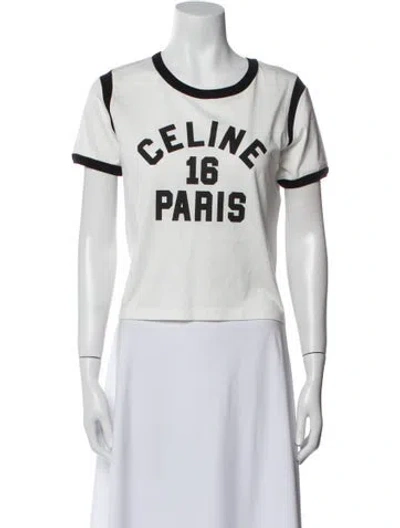 Pre-owned Celine Graphic Print Crew Neck T-shirt W/ Tags In White
