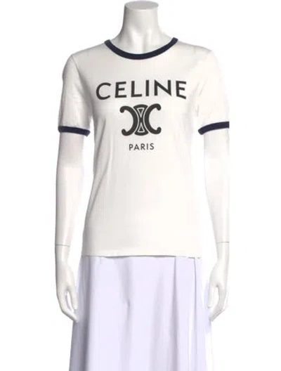Pre-owned Celine Graphic Print Crew Neck T-shirt W/ Tags In White