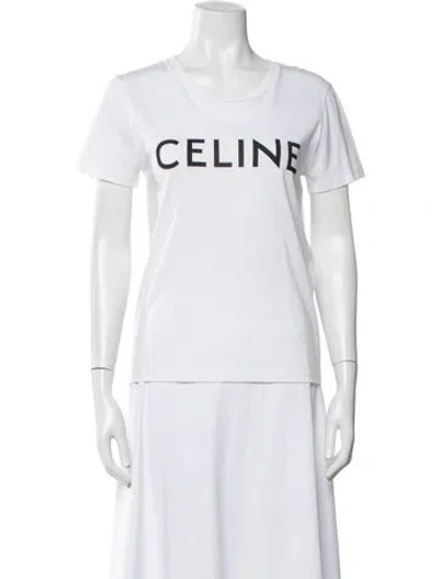 Pre-owned Celine Graphic Print Crew Neck T-shirt W/ Tags In White