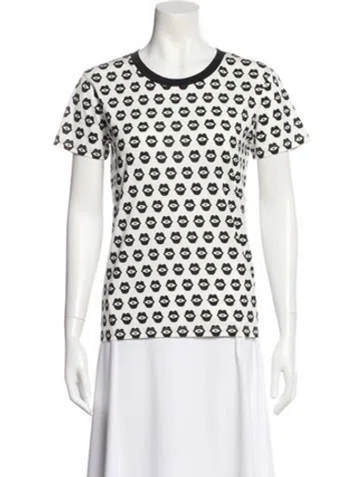 Pre-owned Celine Graphic Print Crew Neck T-shirt In White