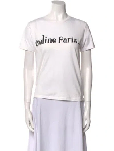 Pre-owned Celine Graphic Print Crew Neck T-shirt In White