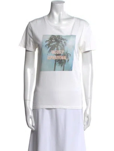 Pre-owned Celine Graphic Print Crew Neck T-shirt In White