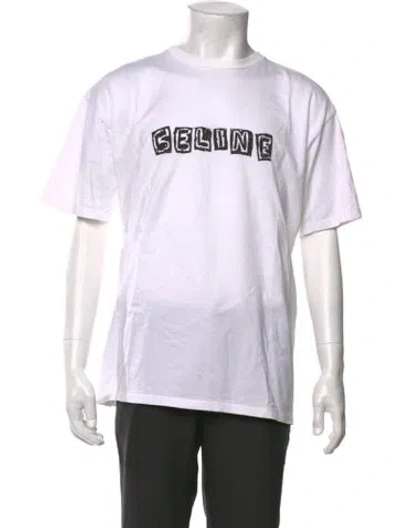 Pre-owned Celine Graphic Print Crew Neck T-shirt In White