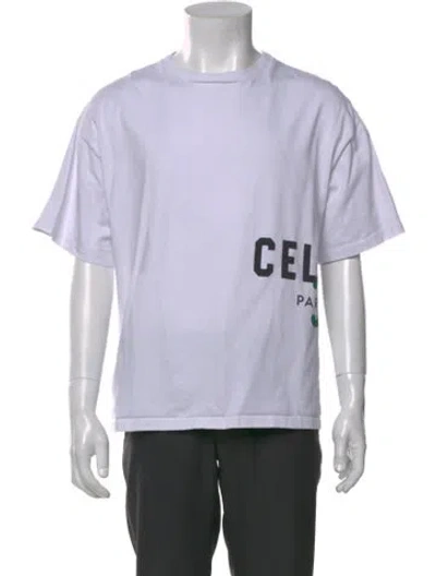 Pre-owned Celine Graphic Print Crew Neck T-shirt In White