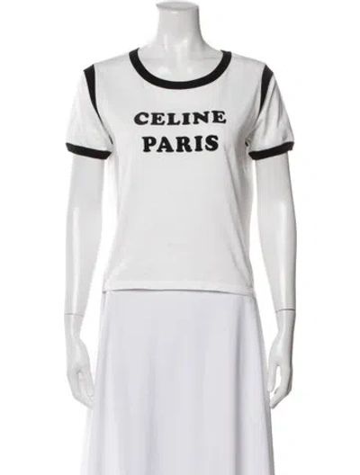 Pre-owned Celine Graphic Print Crew Neck T-shirt In White