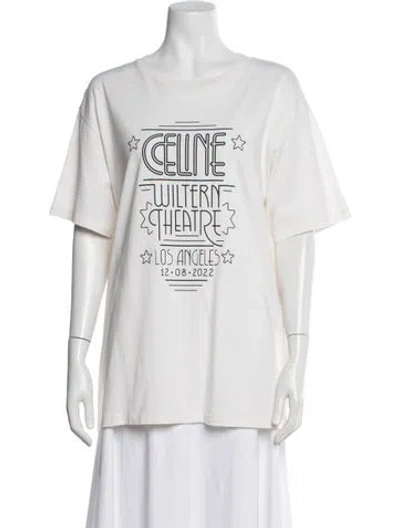 Pre-owned Celine Graphic Print Crew Neck T-shirt In White