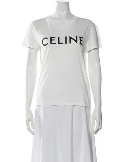 Pre-owned Celine Graphic Print Crew Neck T-shirt In White
