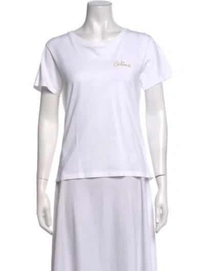 Pre-owned Celine Graphic Print Crew Neck T-shirt In White