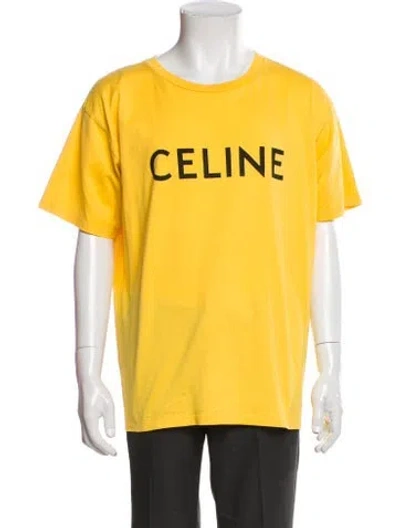 Pre-owned Celine Graphic Print Crew Neck T-shirt In Yellow
