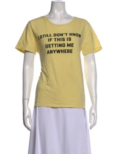 Pre-owned Celine Graphic Print Crew Neck T-shirt In Yellow