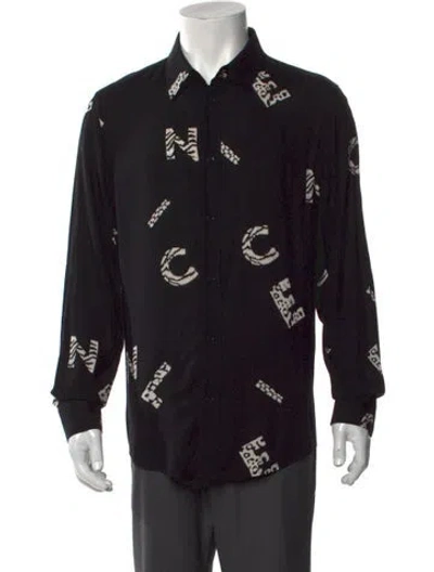 Pre-owned Celine Graphic Print Long Sleeve Shirt In Black