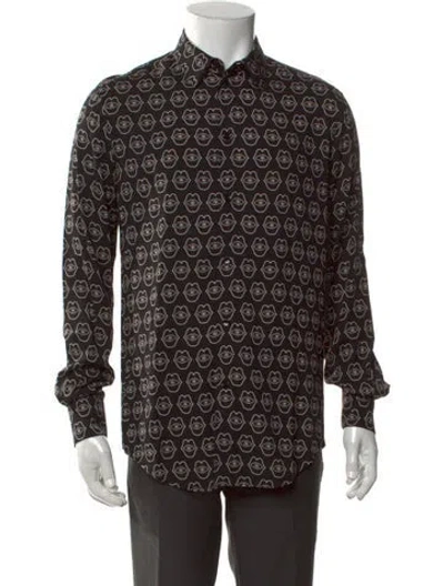 Pre-owned Celine Graphic Print Long Sleeve Shirt In Black