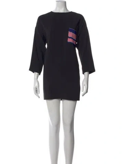 Pre-owned Celine Graphic Print Mini Dress In Black