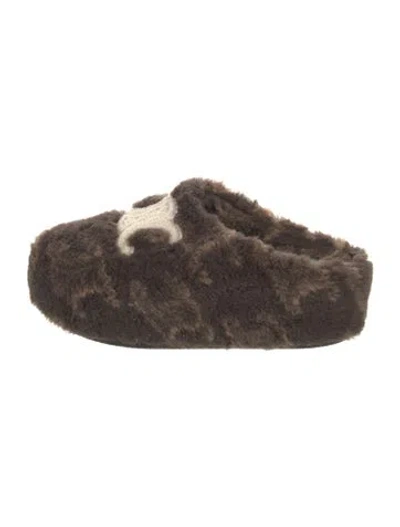 Pre-owned Celine Graphic Print Moccasins In Brown