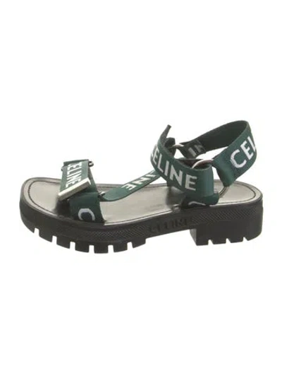 Pre-owned Celine Graphic Print Sandals In Green
