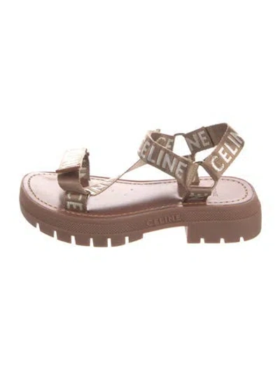 Pre-owned Celine Graphic Print Sandals In Neutrals