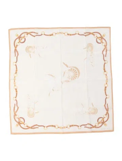 Pre-owned Celine Graphic Print Scarf In White