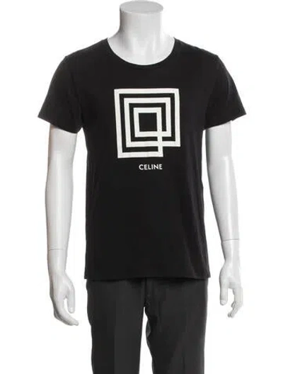 Pre-owned Celine Graphic Print Scoop Neck T-shirt In Black