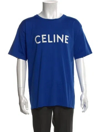 Pre-owned Celine Graphic Print Short Sleeve Shirt In Blue