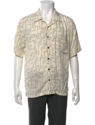 Pre-owned Celine Graphic Print Short Sleeve Shirt In Neutrals