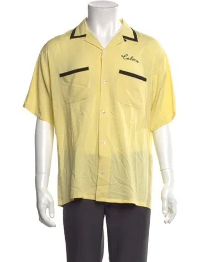 Pre-owned Celine Graphic Print Short Sleeve Shirt In Yellow