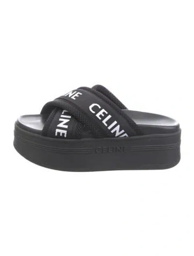 Pre-owned Celine Graphic Print Slides In Black