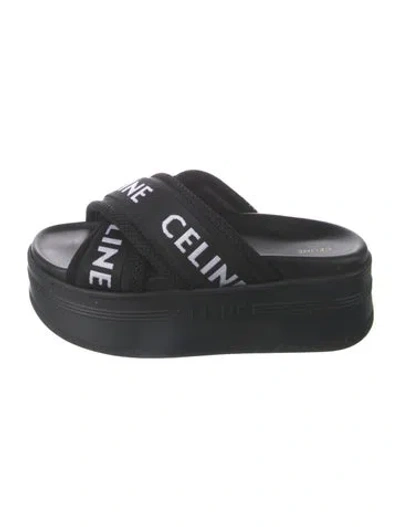 Pre-owned Celine Graphic Print Slides In Black