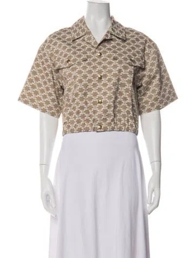 Pre-owned Celine Graphic Print Top In Neutral
