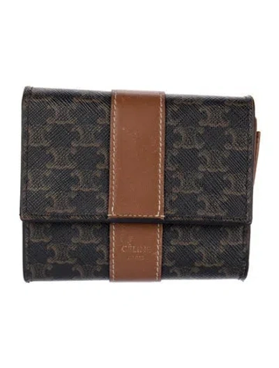 Pre-owned Celine Graphic Print Trifold Wallet In Black