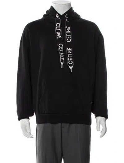 Pre-owned Celine Graphic Print Turtleneck Hoodie In Black