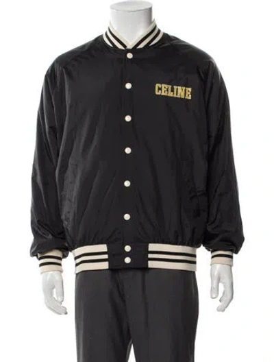 Pre-owned Celine Graphic Print Varsity Jacket W/ Tags In Black