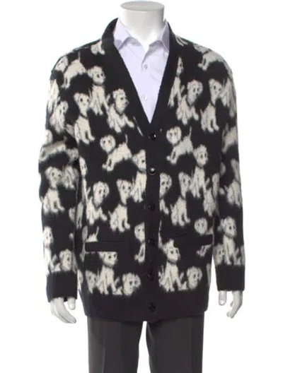 Pre-owned Celine Graphic Print V-neck Cardigan In Black