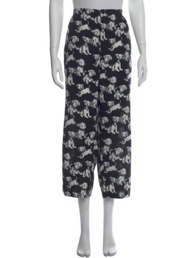Pre-owned Celine Graphic Print Wide Leg Pants In Blue
