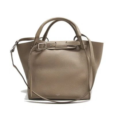 Pre-owned Celine Gray Beige Grayish Leather Handbag Shoulder Bag Tote Bag ()