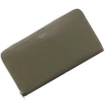 Pre-owned Celine Gray Beige Grayish Leather Wallet (bi-fold) () In Gray Beige, Grayish
